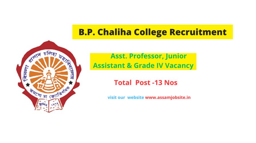 BP Chaliha College Recruitment 2024